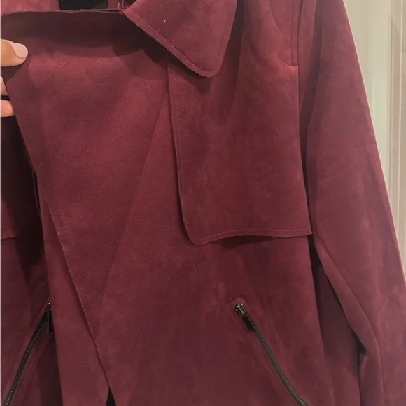 Kut from the Kloth Maroon Draped Open Moto Jacket size large IMMACULATE - Picture 6 of 6